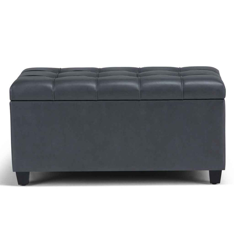 33" Espresso and Gray Upholstery Storage Ottoman