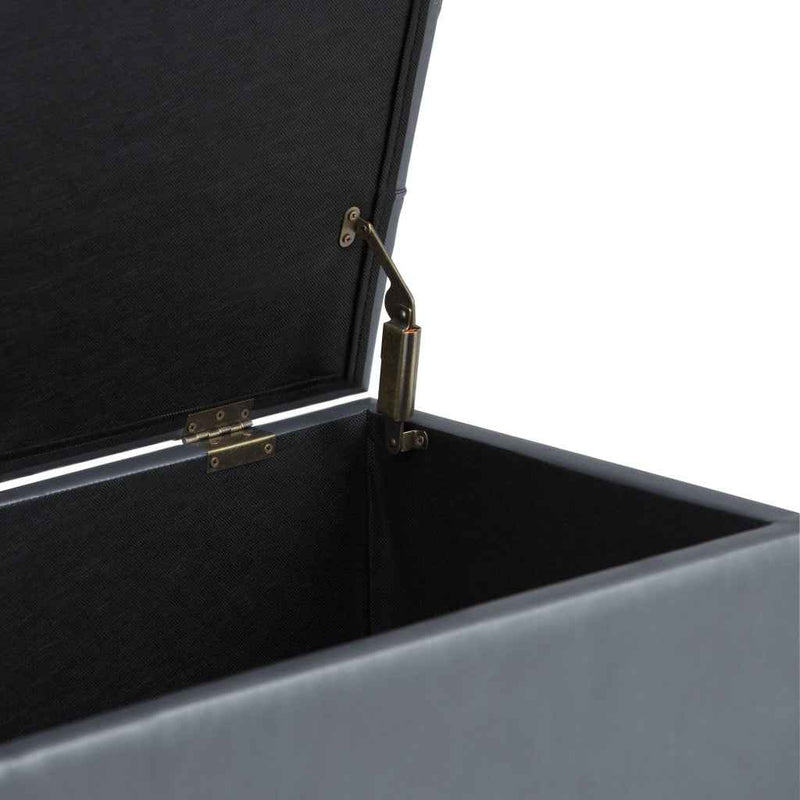 33" Espresso and Gray Upholstery Storage Ottoman