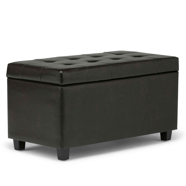 34" Dark Brown and Brown Upholstery Storage Ottoman