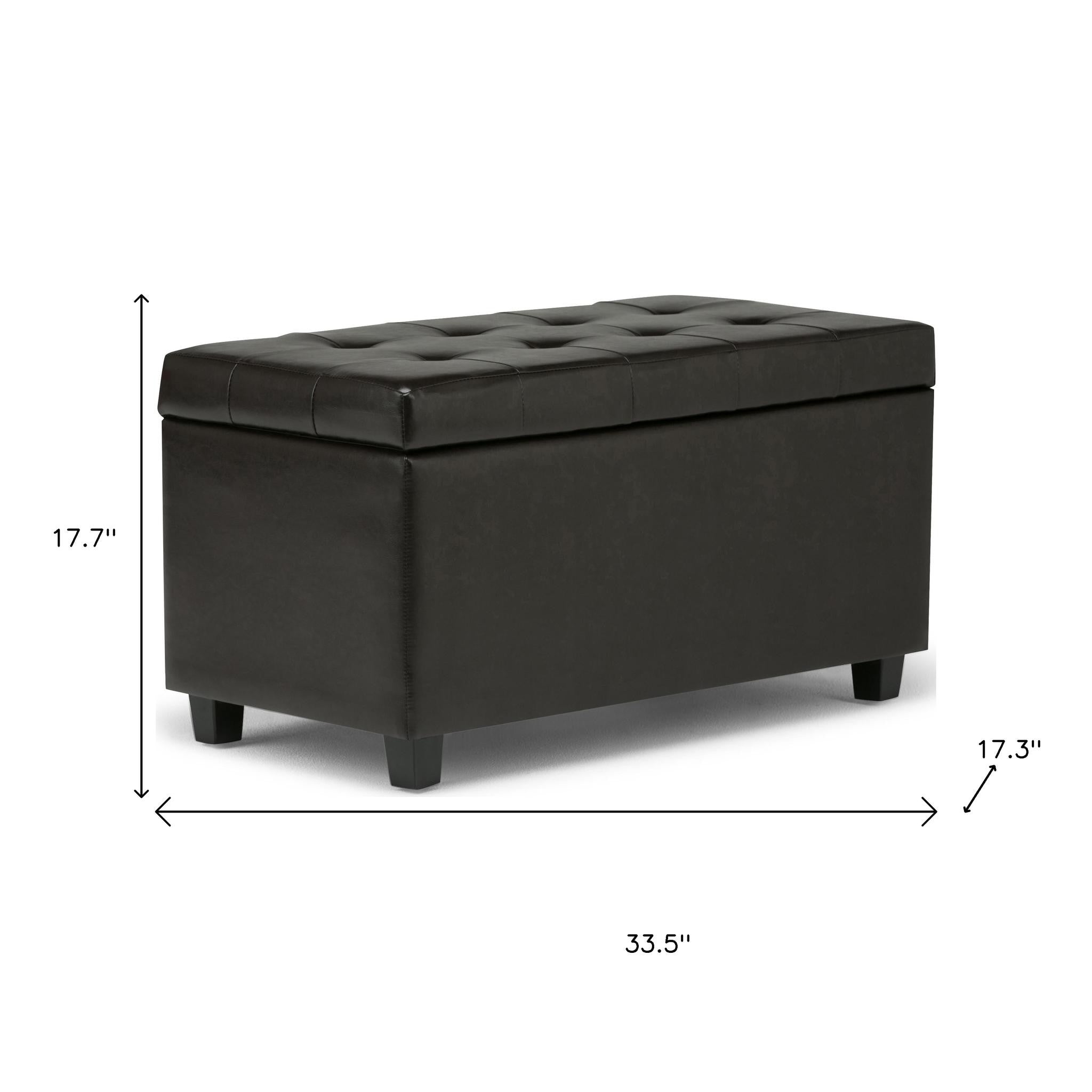 34" Dark Brown and Brown Upholstery Storage Ottoman - GreatEagleInc