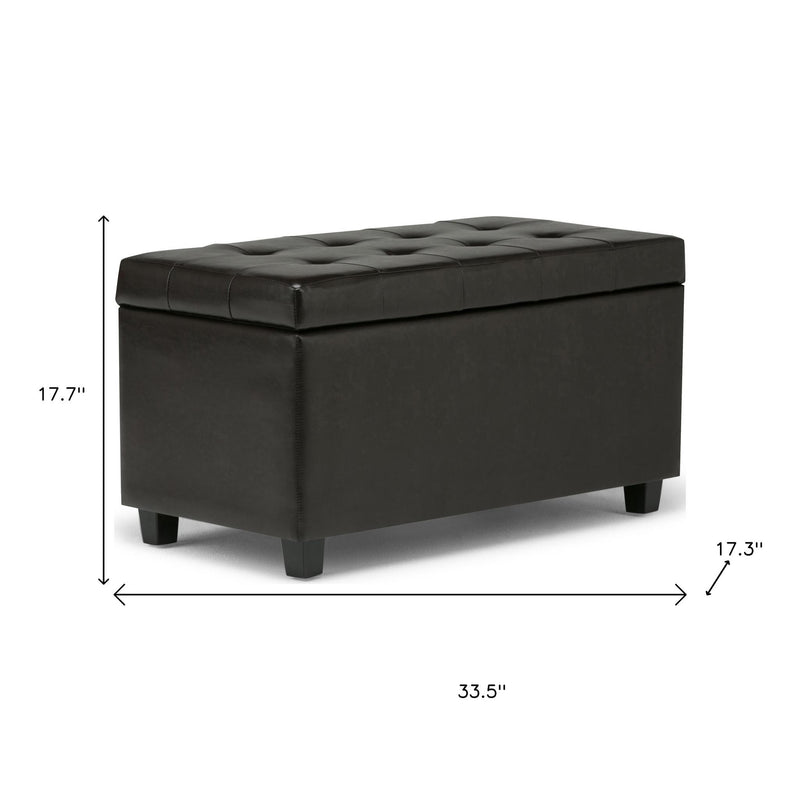34" Dark Brown and Brown Upholstery Storage Ottoman - GreatEagleInc