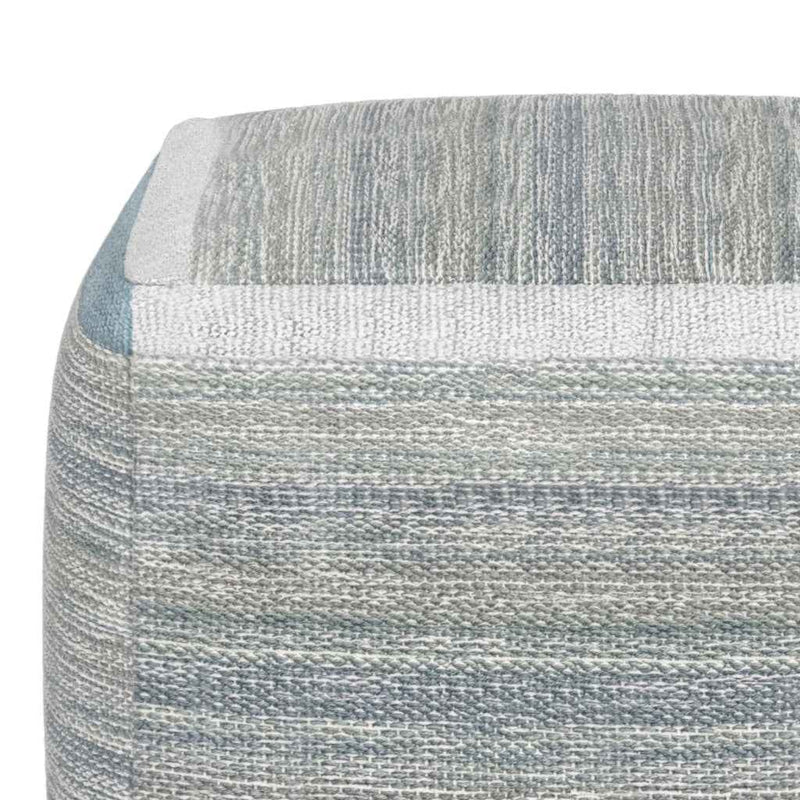 16" Blue Cotton Cube Pouf Ottoman