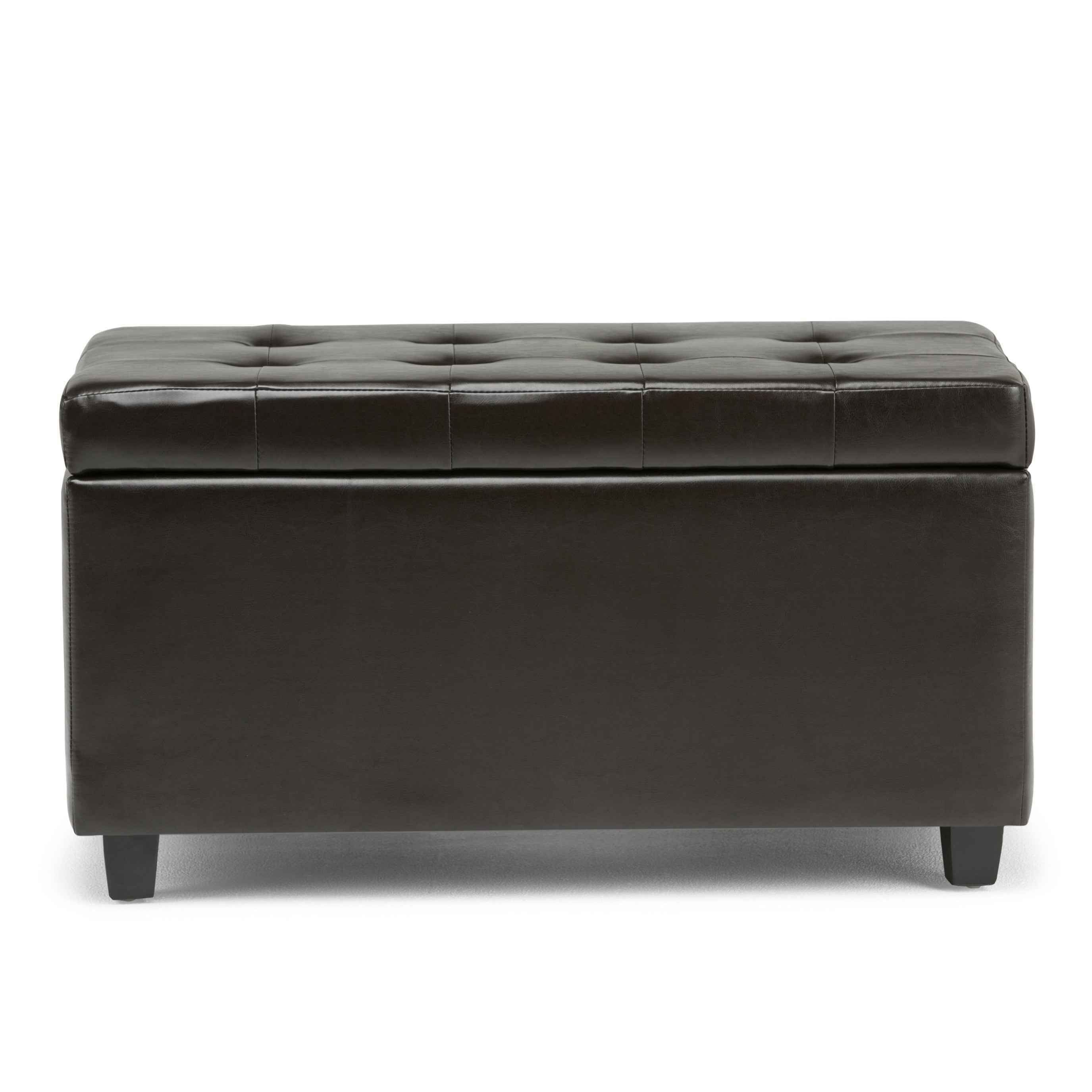 34" Dark Brown and Brown Upholstery Storage Ottoman