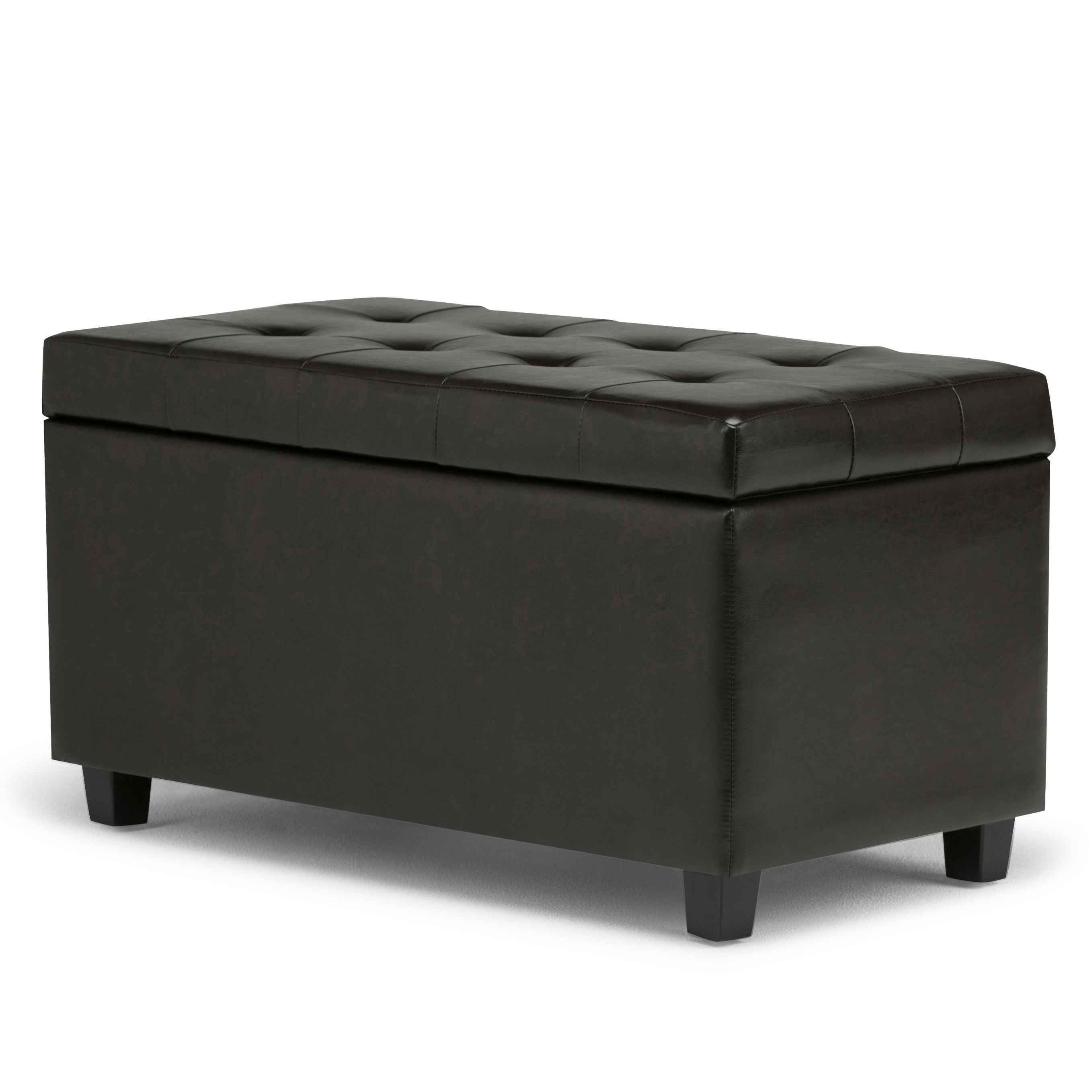 34" Dark Brown and Brown Upholstery Storage Ottoman