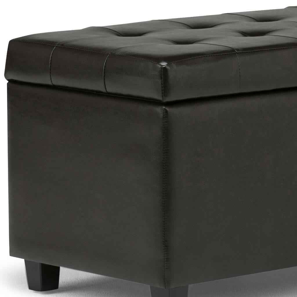 34" Dark Brown and Brown Upholstery Storage Ottoman