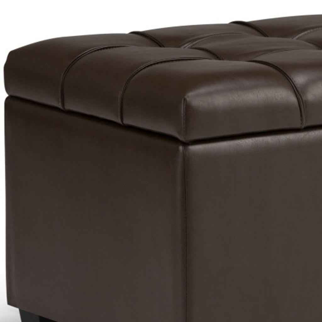 33" Espresso and Chocolate Upholstery Storage Ottoman