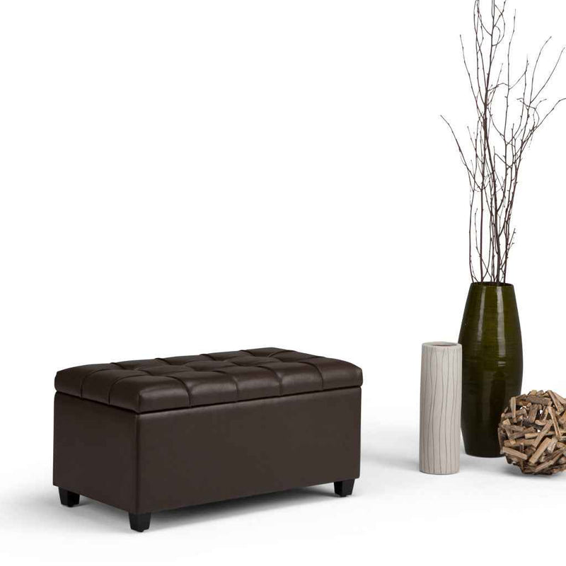 33" Espresso and Chocolate Upholstery Storage Ottoman