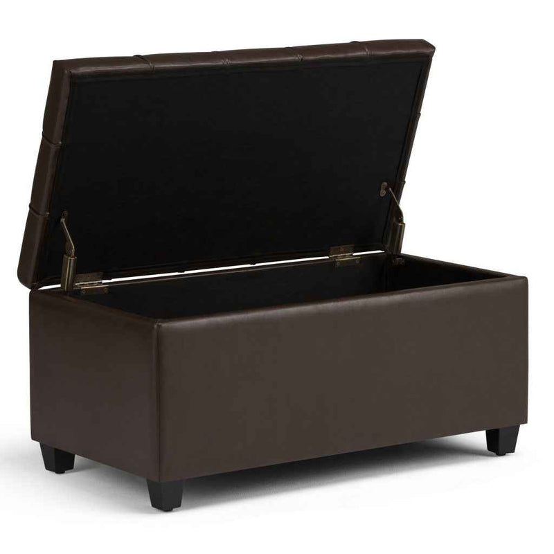 33" Espresso and Chocolate Upholstery Storage Ottoman