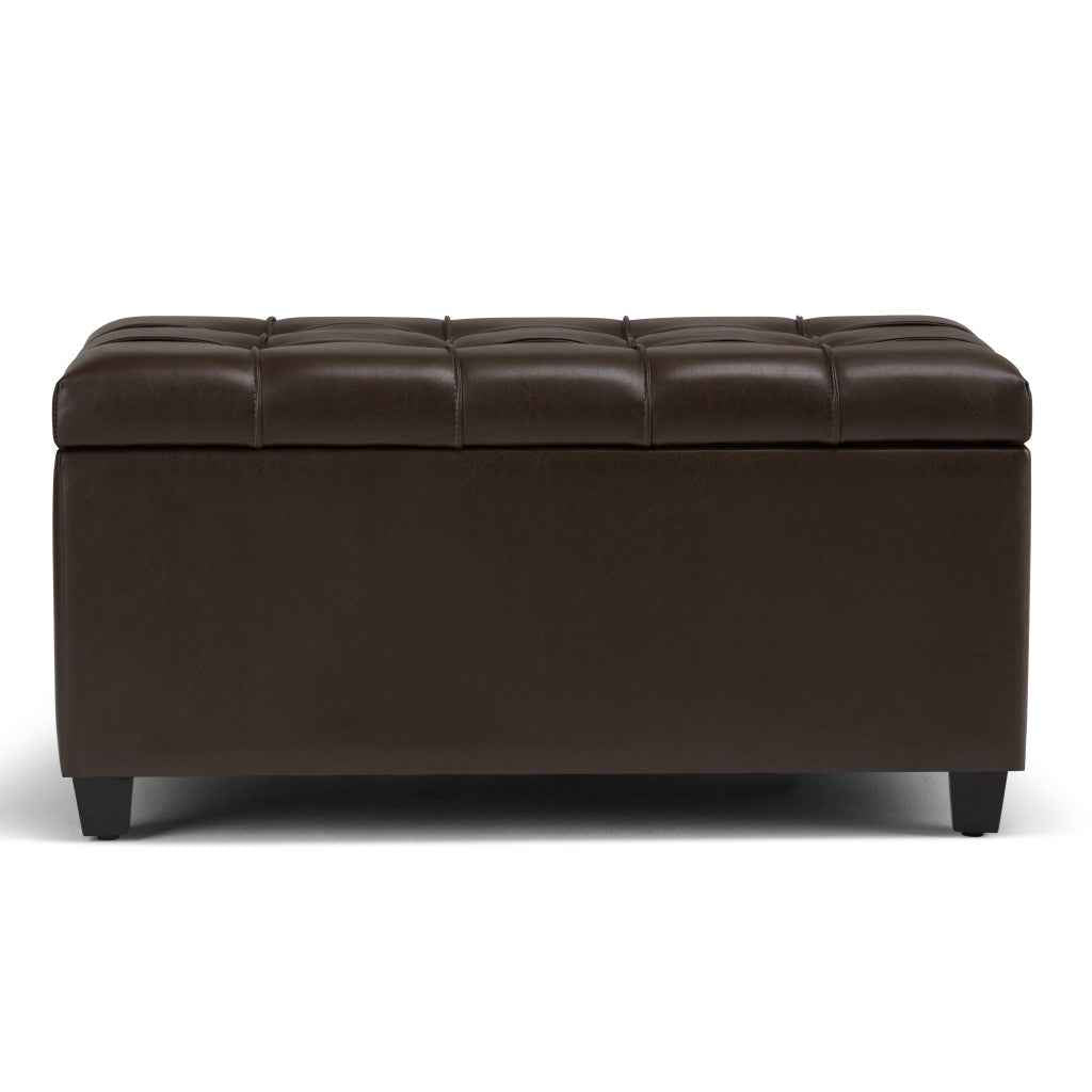 33" Espresso and Chocolate Upholstery Storage Ottoman