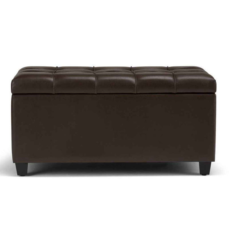 33" Espresso and Chocolate Upholstery Storage Ottoman