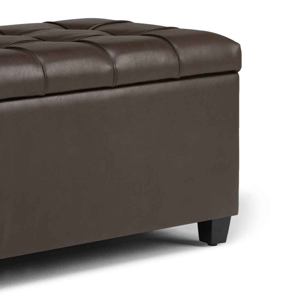 33" Espresso and Chocolate Upholstery Storage Ottoman