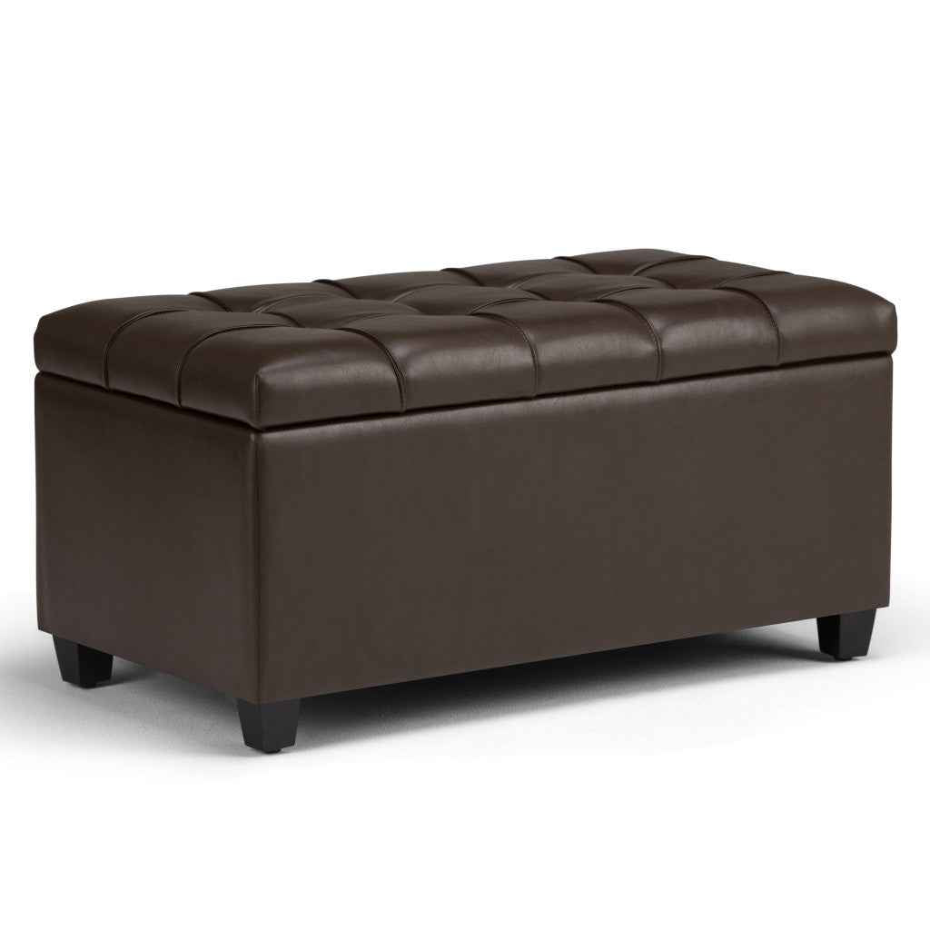 33" Espresso and Chocolate Upholstery Storage Ottoman