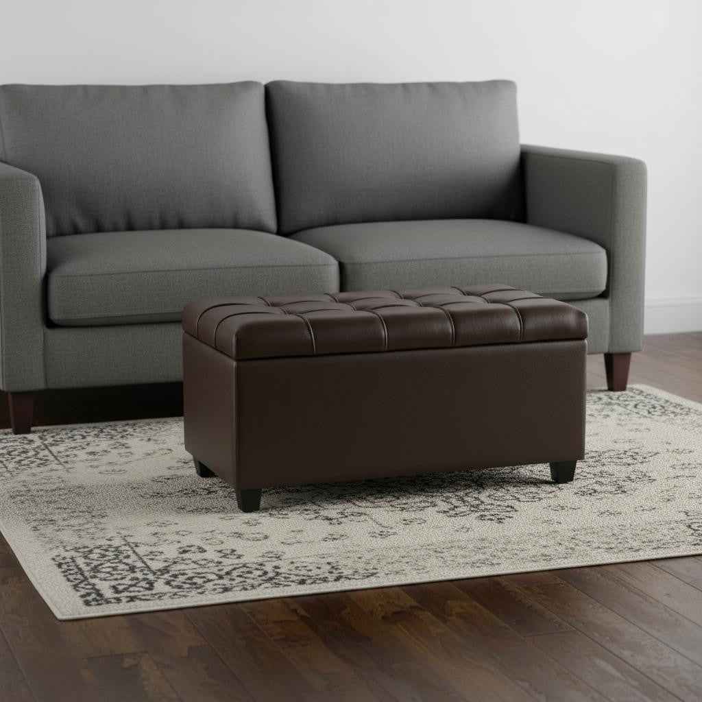 33" Espresso and Chocolate Upholstery Storage Ottoman