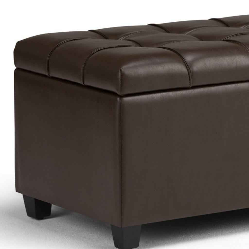 33" Espresso and Chocolate Upholstery Storage Ottoman