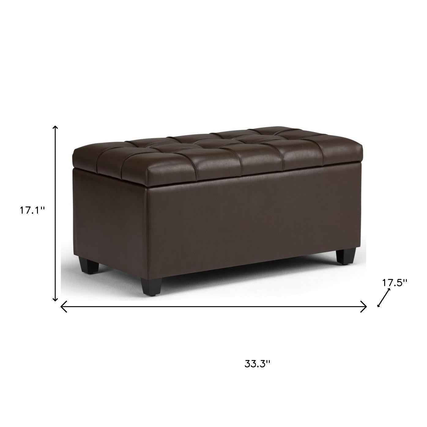 33" Espresso and Chocolate Upholstery Storage Ottoman