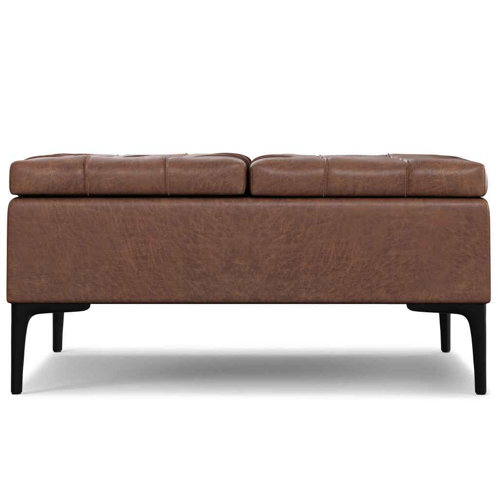 36" Black and Brown Upholstery Storage Ottoman