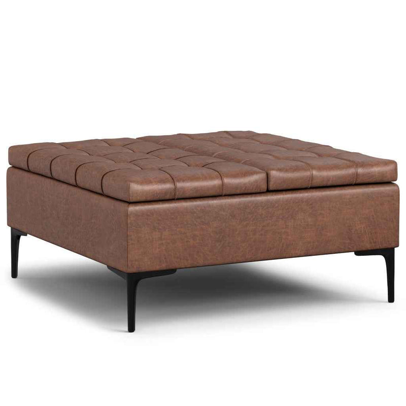 36" Black and Brown Upholstery Storage Ottoman