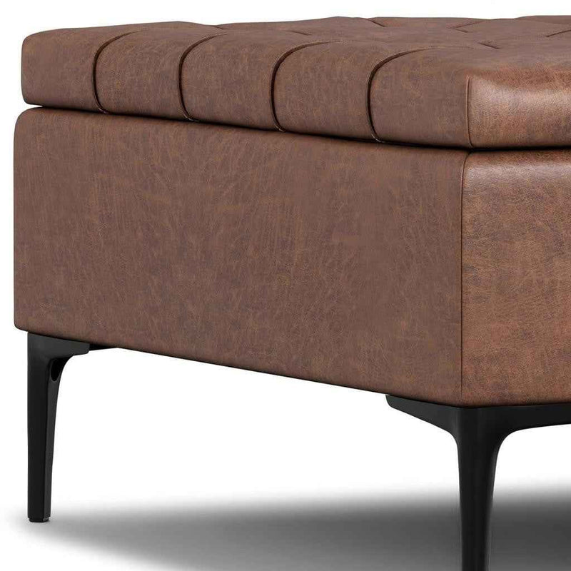 36" Black and Brown Upholstery Storage Ottoman