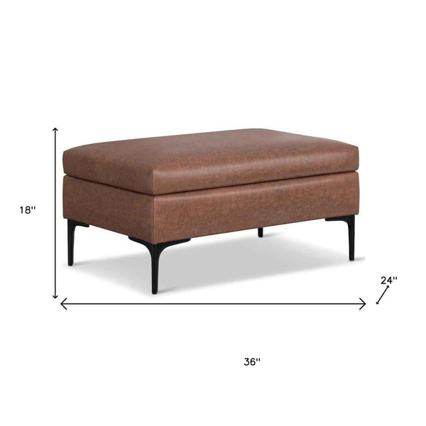 36" Black and Brown Upholstery Storage Ottoman