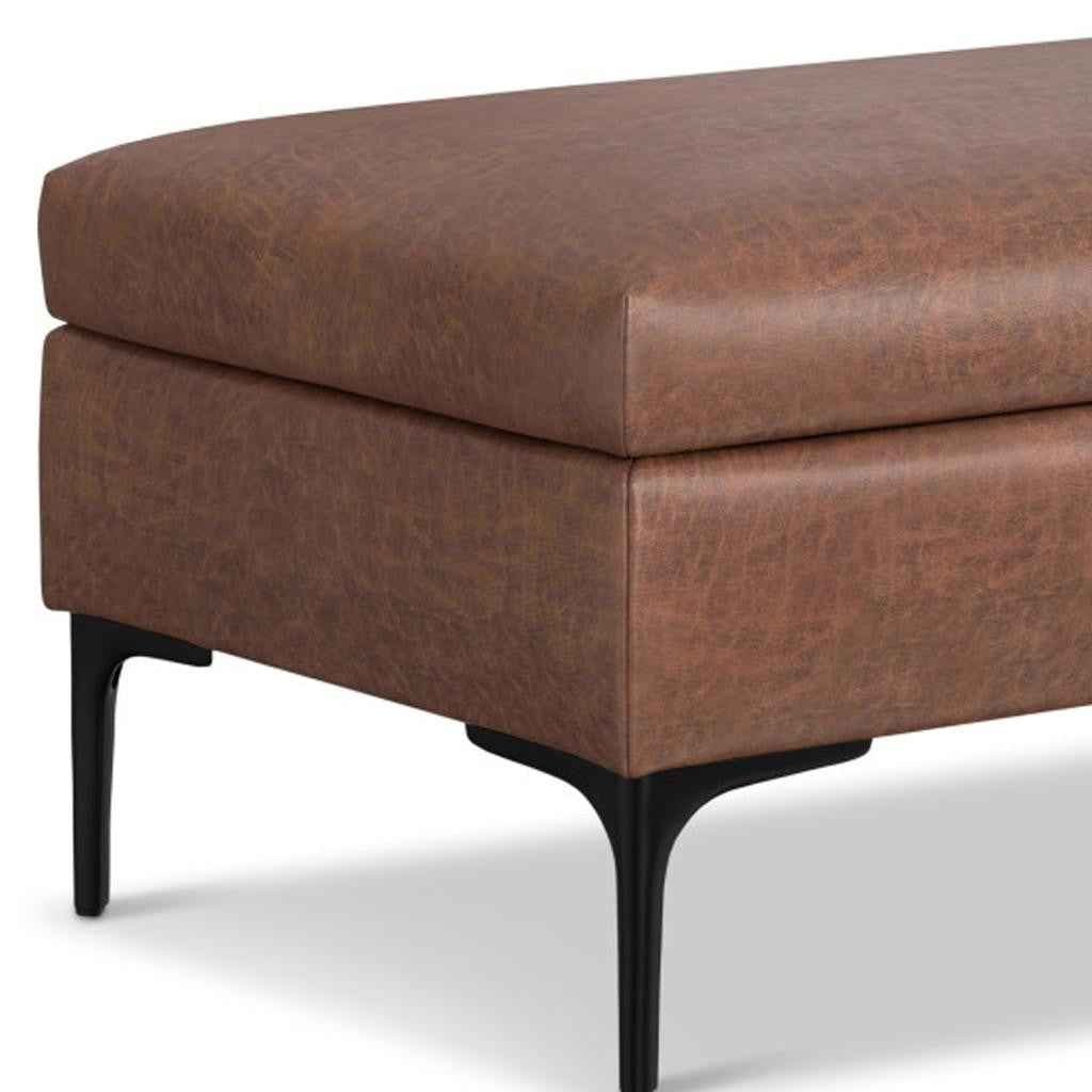 36" Black and Brown Upholstery Storage Ottoman