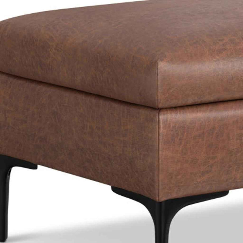 36" Black and Brown Upholstery Storage Ottoman