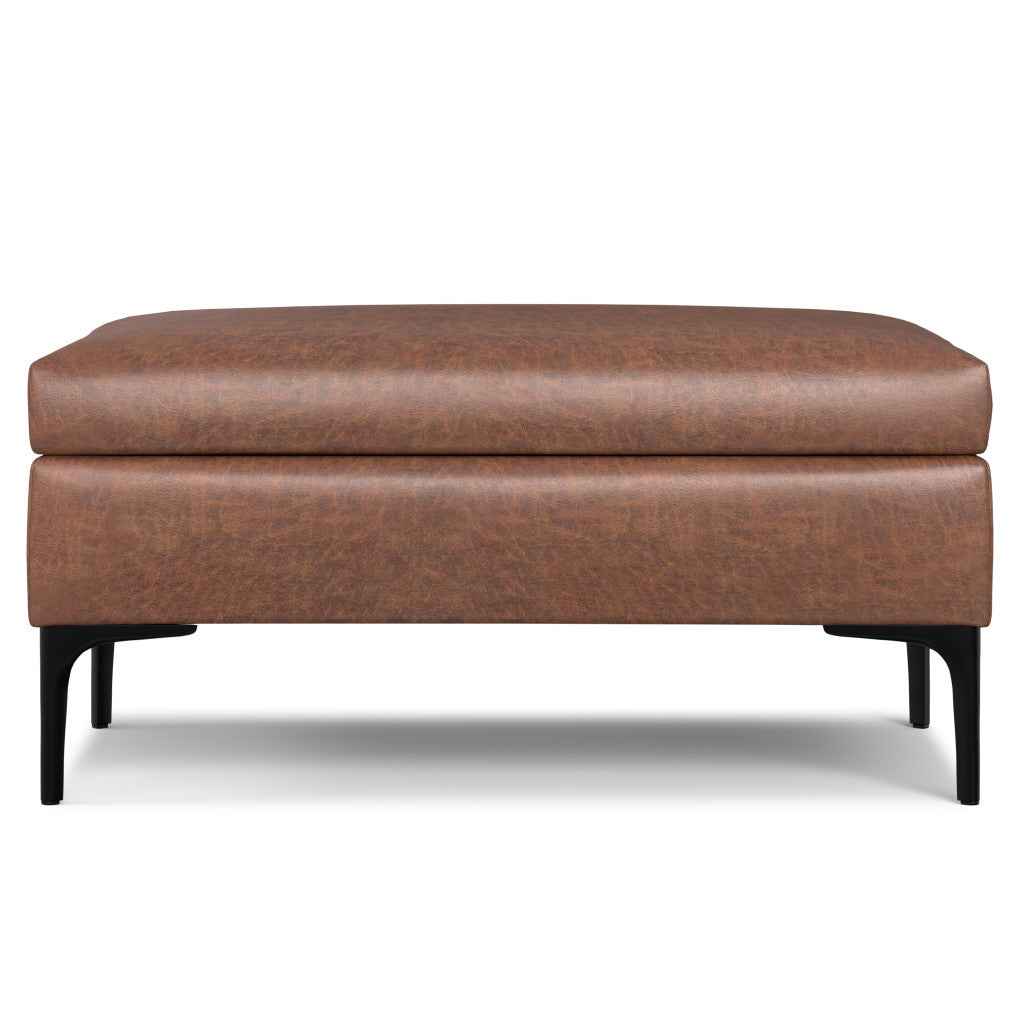 36" Black and Brown Upholstery Storage Ottoman