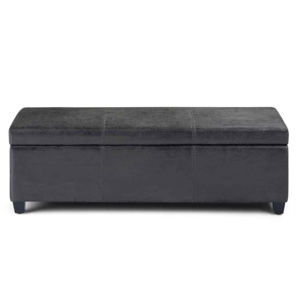 48" Dark Brown and Black Upholstery Storage Ottoman