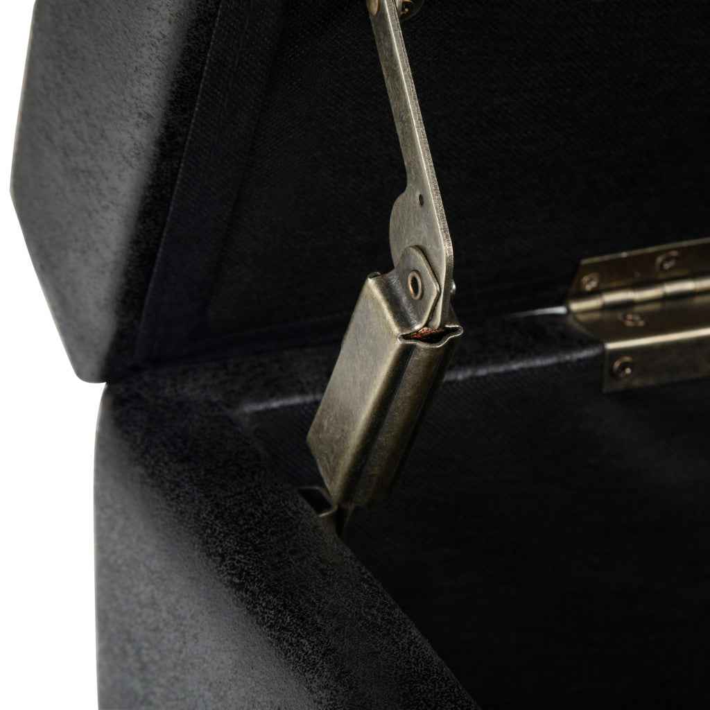 48" Dark Brown and Black Upholstery Storage Ottoman