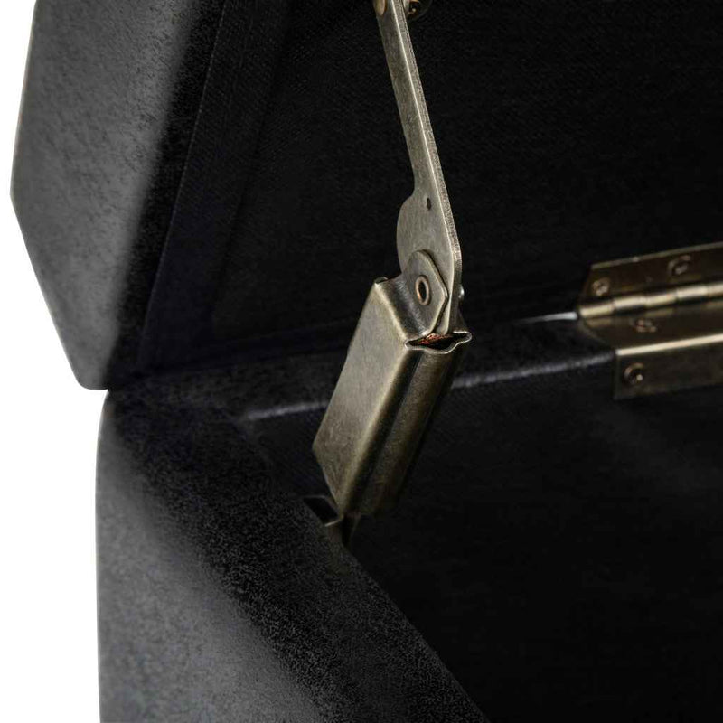 48" Dark Brown and Black Upholstery Storage Ottoman