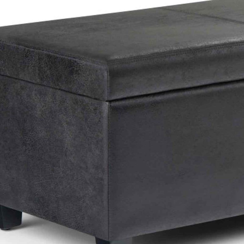48" Dark Brown and Black Upholstery Storage Ottoman