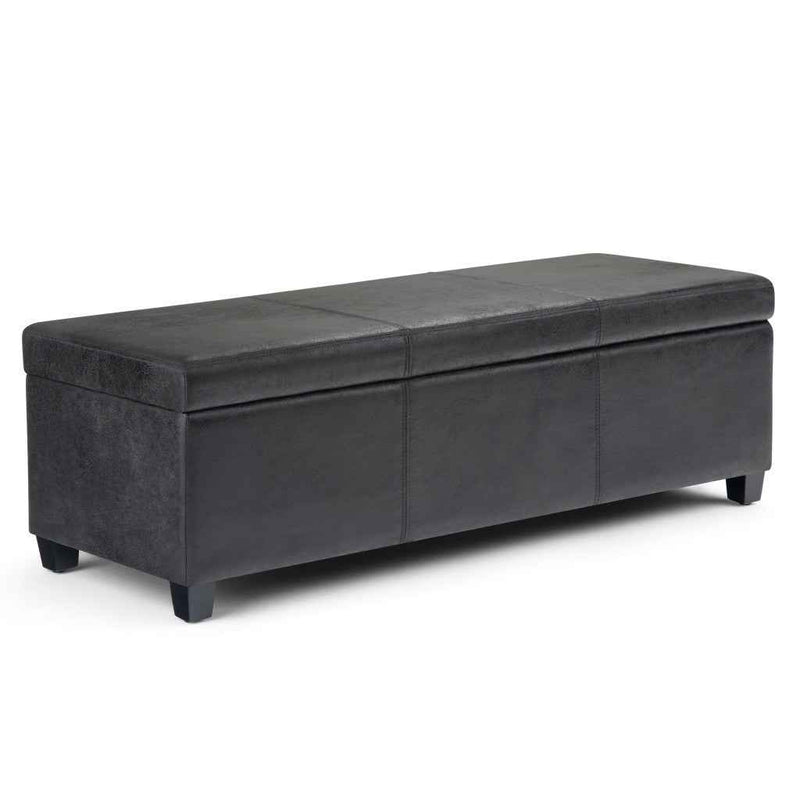 48" Dark Brown and Black Upholstery Storage Ottoman