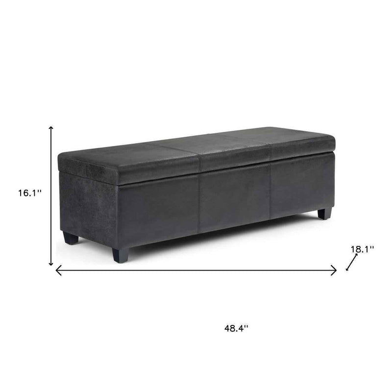 48" Dark Brown and Black Upholstery Storage Ottoman
