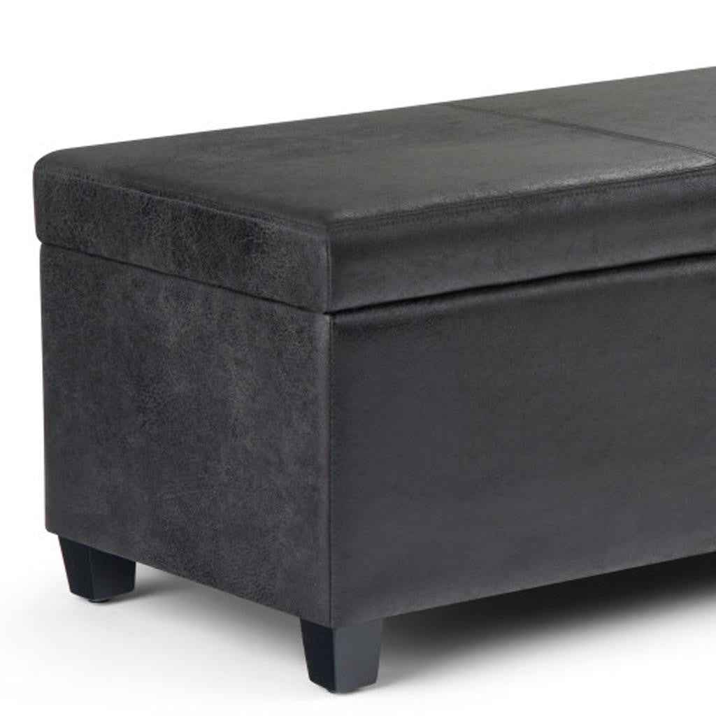 48" Dark Brown and Black Upholstery Storage Ottoman