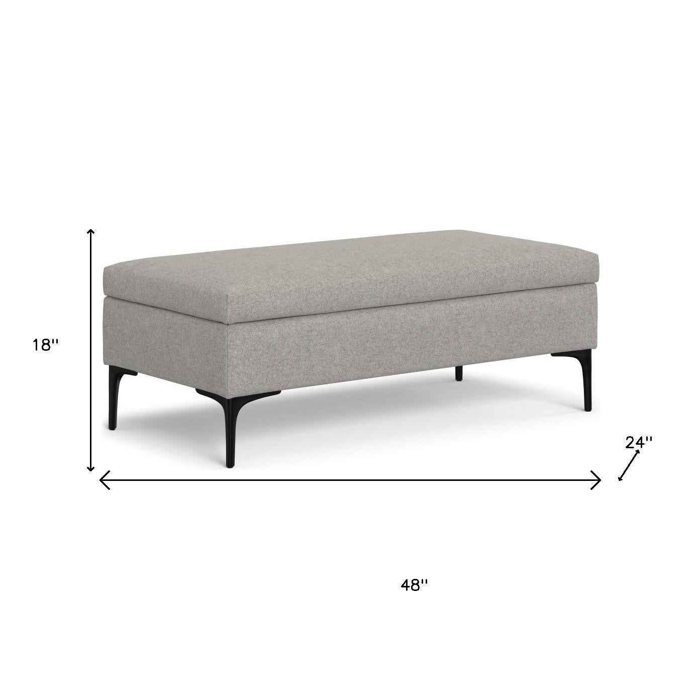 48" Black and Cloud Upholstery Storage Ottoman