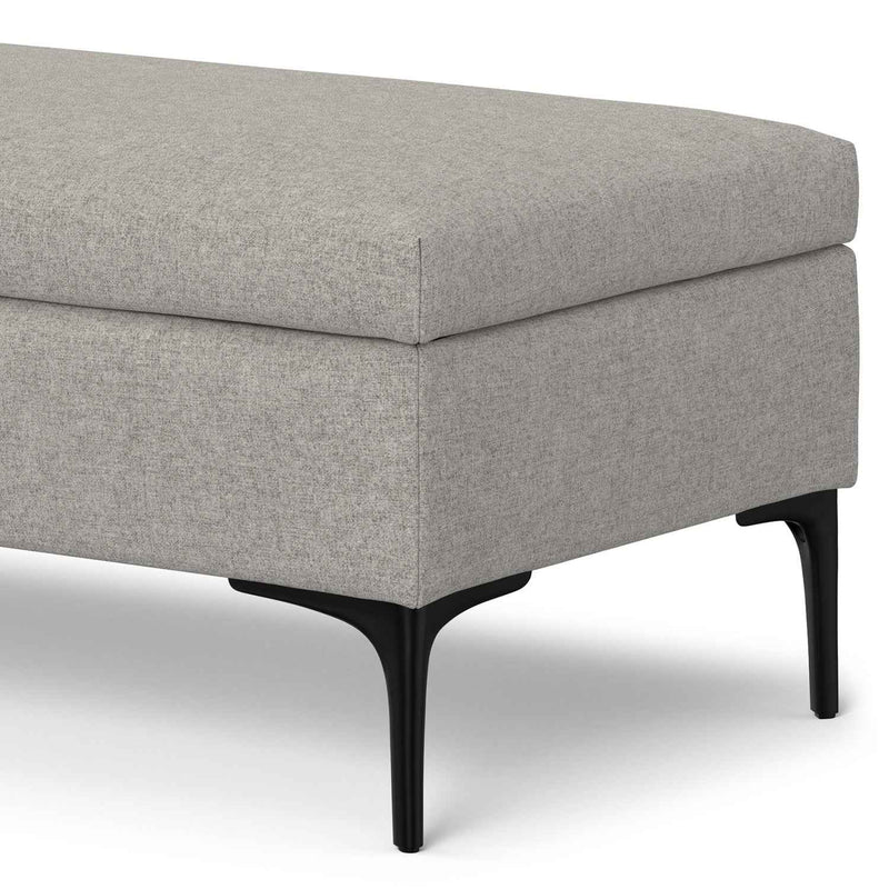 48" Black and Cloud Upholstery Storage Ottoman