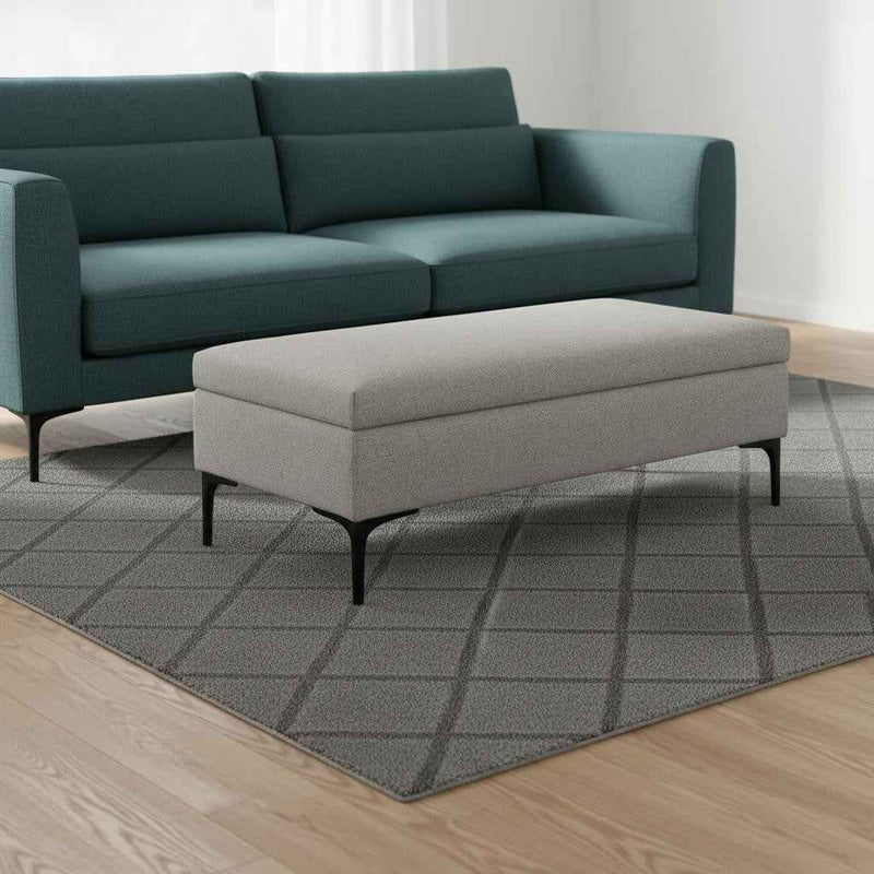 48" Black and Cloud Upholstery Storage Ottoman