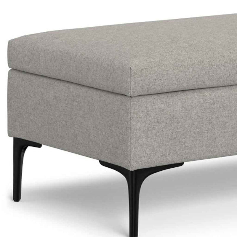 48" Black and Cloud Upholstery Storage Ottoman