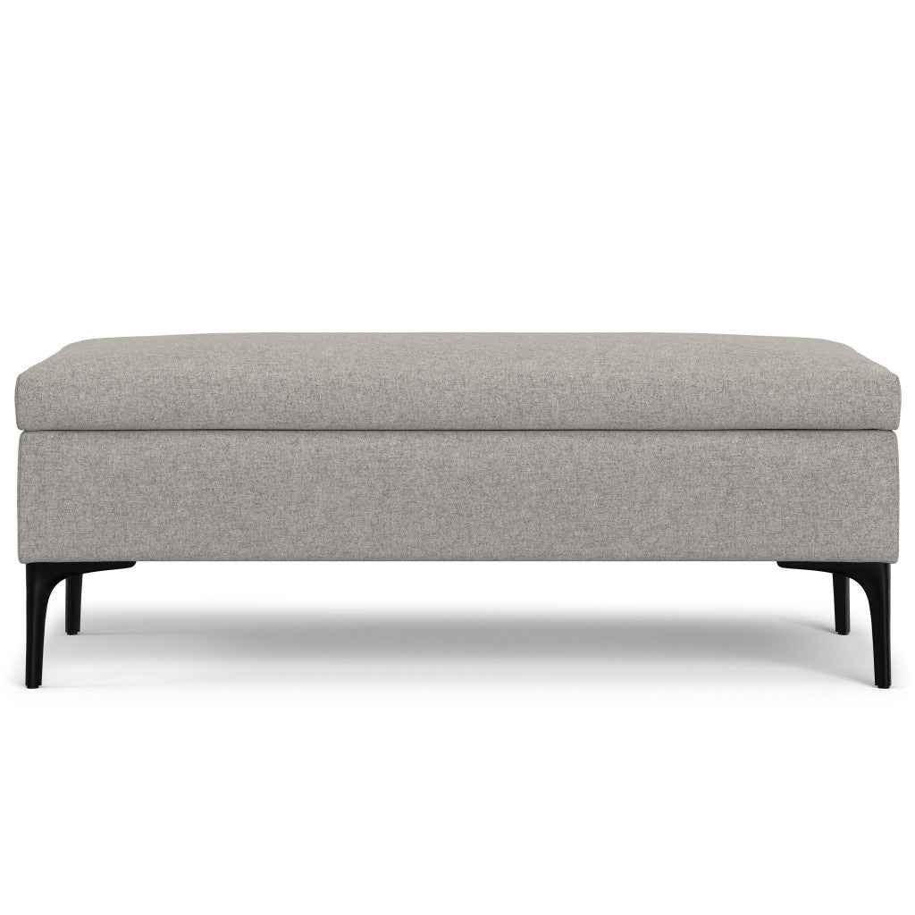 48" Black and Cloud Upholstery Storage Ottoman