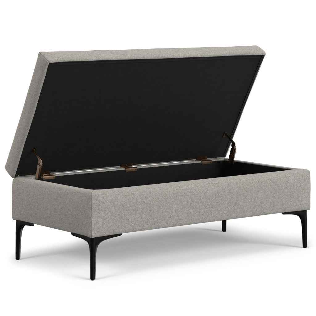 48" Black and Cloud Upholstery Storage Ottoman
