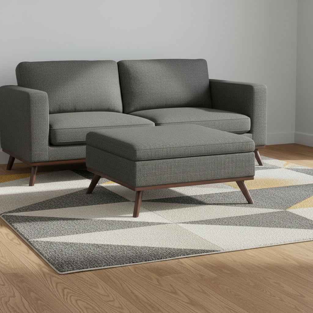 36" Ebony and Brown Fabric Cocktail Ottoman With Storage