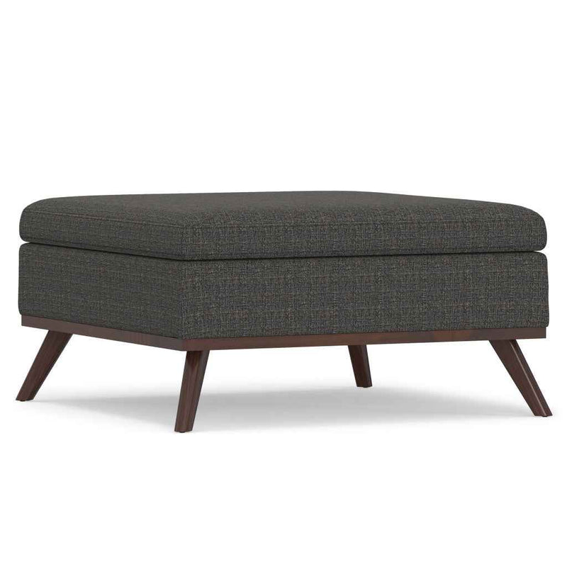 36" Ebony and Brown Fabric Cocktail Ottoman With Storage