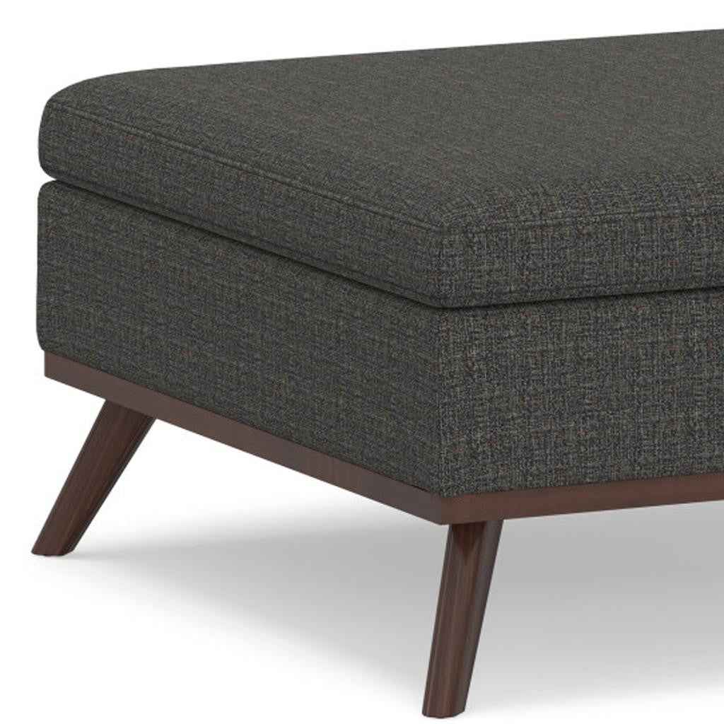 36" Ebony and Brown Fabric Cocktail Ottoman With Storage