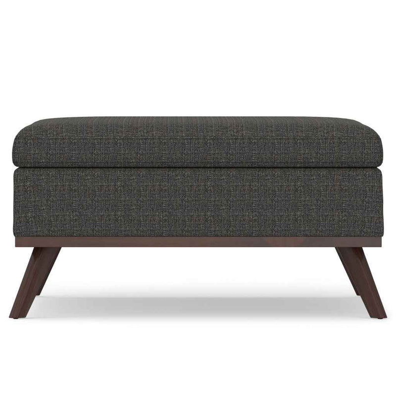 36" Ebony and Brown Fabric Cocktail Ottoman With Storage