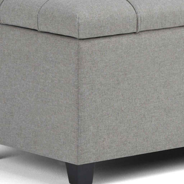 33" Espresso and Gray Upholstery Storage Ottoman