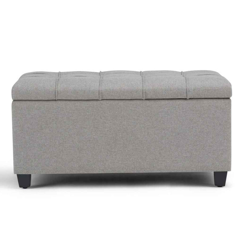33" Espresso and Gray Upholstery Storage Ottoman