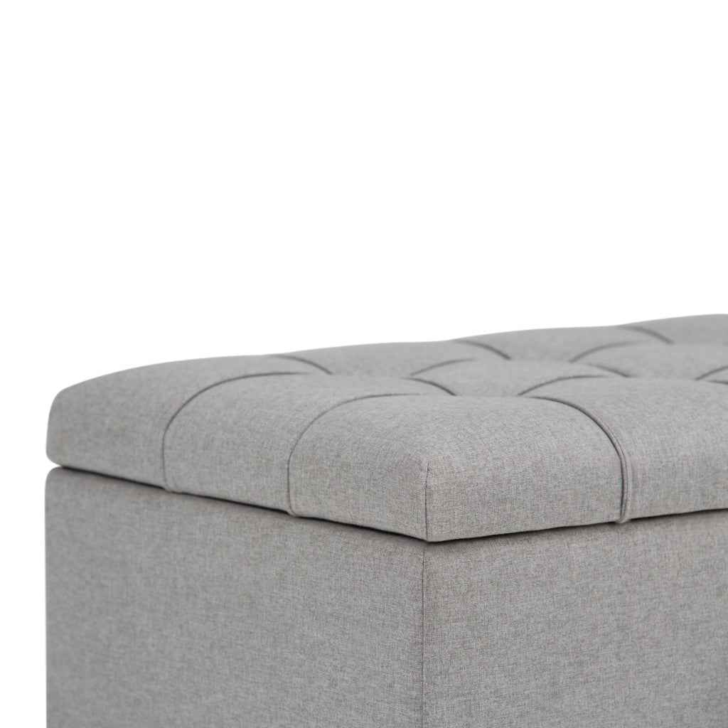 33" Espresso and Gray Upholstery Storage Ottoman