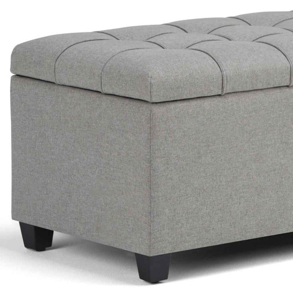 33" Espresso and Gray Upholstery Storage Ottoman