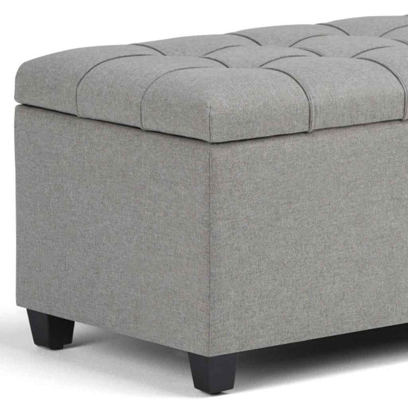 33" Espresso and Gray Upholstery Storage Ottoman
