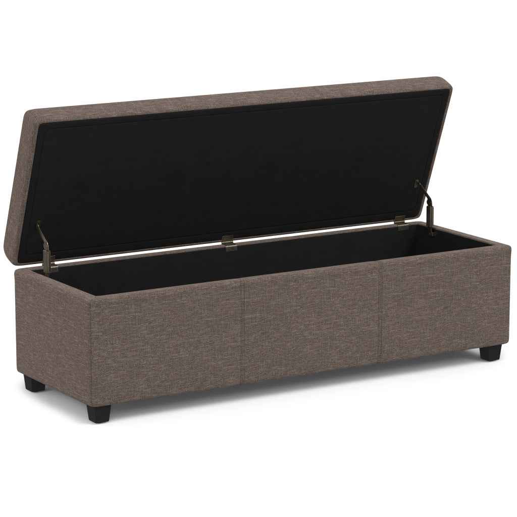 54" Dark Brown and Fawn Upholstery Storage Ottoman