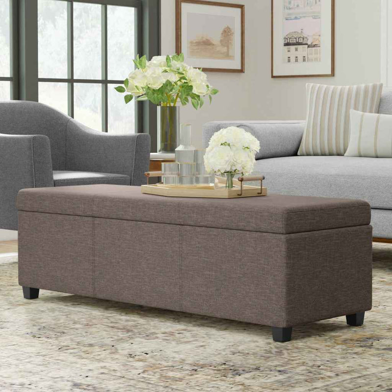 54" Dark Brown and Fawn Upholstery Storage Ottoman